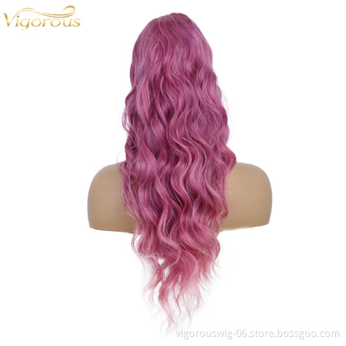 Vigorous 24'' Body Wave Drawstring Ponytails for Women Kinky Ponytail Synthetic Clips in Ponytail Extension